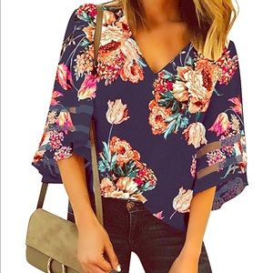Lookbook Vneck floral blouse